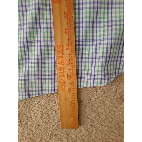 Bristol & Bull Shirt Mens 4X Blue Orange Checkered Plaid Button Up Short Sleeve - Picture 4 of 8